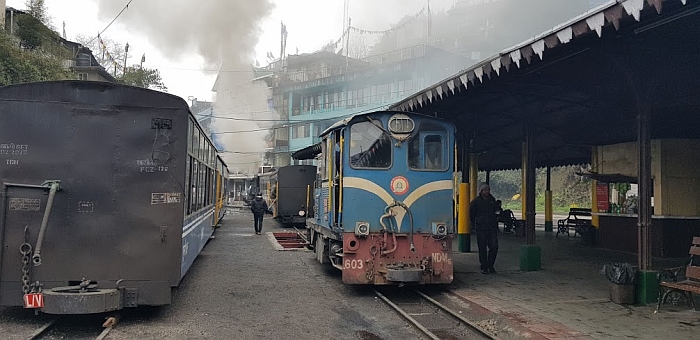 diesel toy train at darjeeling station